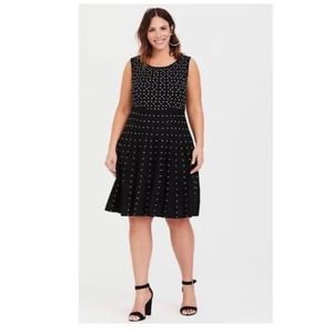 Torrid Dresses Sweater Skater Polka Dot Midi Dress Black/White Sz-3